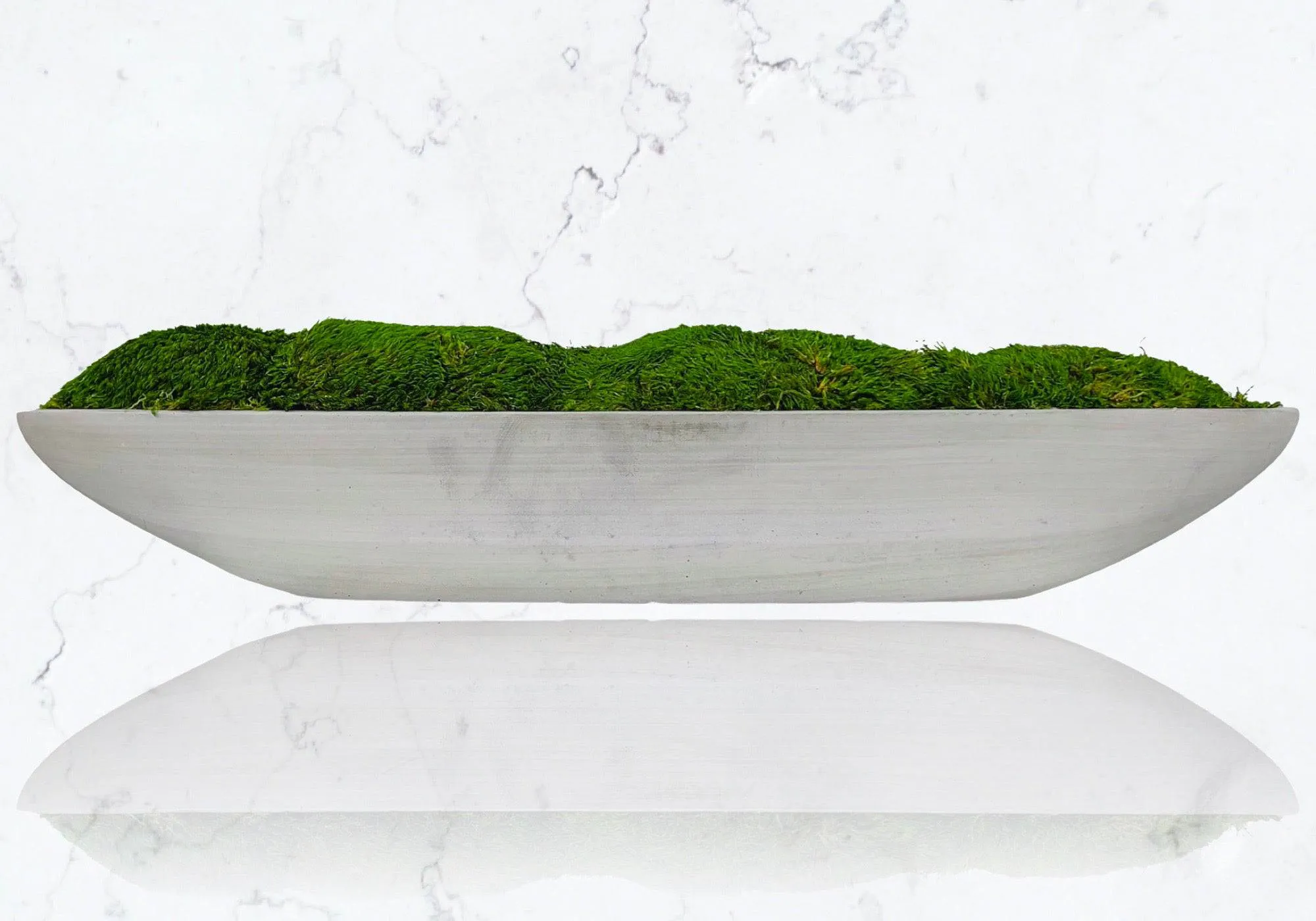 Preserved Moss in Concrete Boat Centerpiece