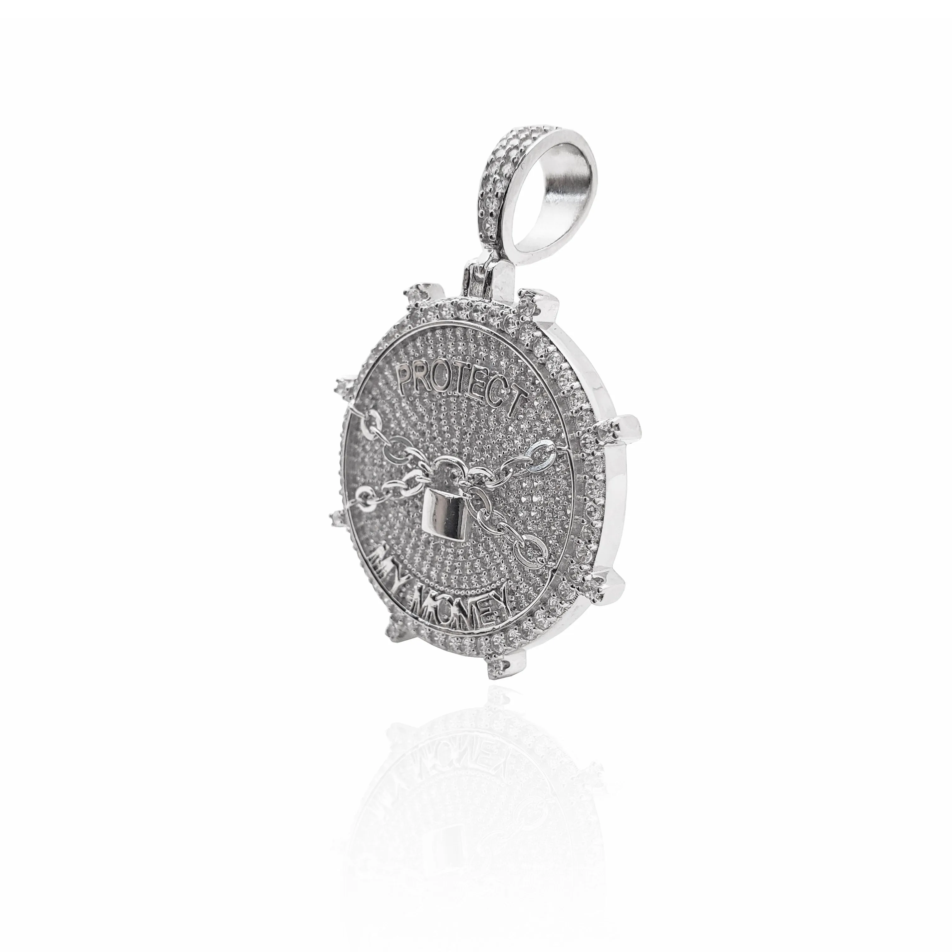 "Protect My Money" Bank Vault Pendant (Silver)