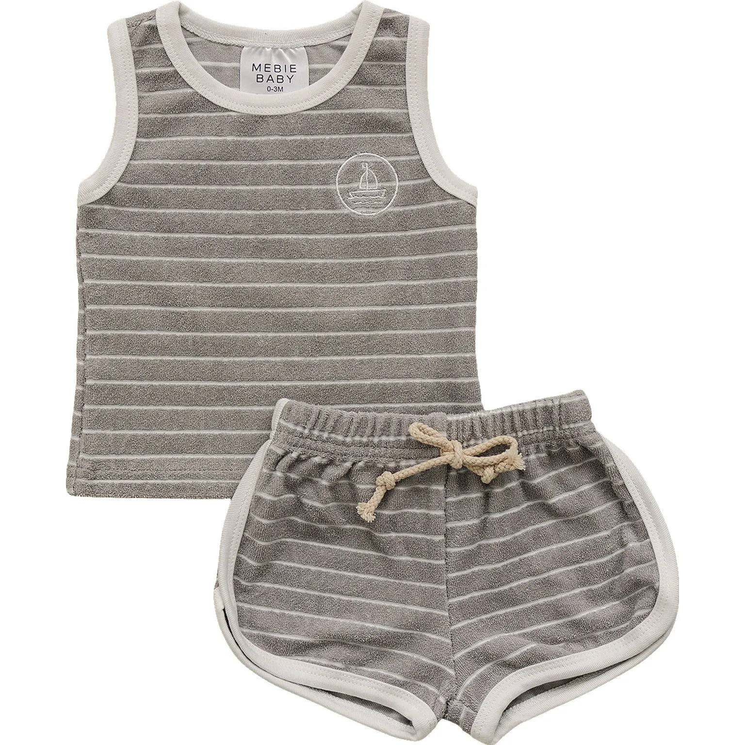 Sail Boat Stripe Terry Cloth Short Set