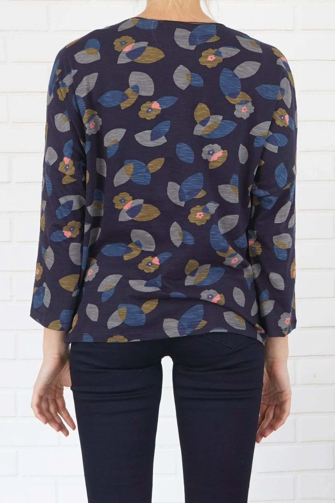 Seasalt Navy Floral Marsh Marigold Boxy Top