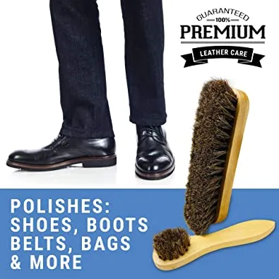 Simple Shine | Premium Horsehair Shoe Shine Brush and Polish Applicator Set