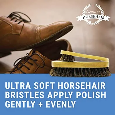 Simple Shine | Premium Horsehair Shoe Shine Brush and Polish Applicator Set