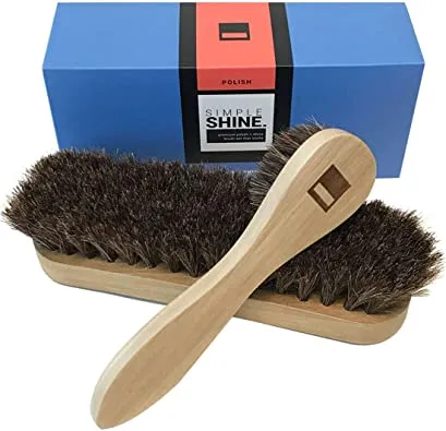 Simple Shine | Premium Horsehair Shoe Shine Brush and Polish Applicator Set