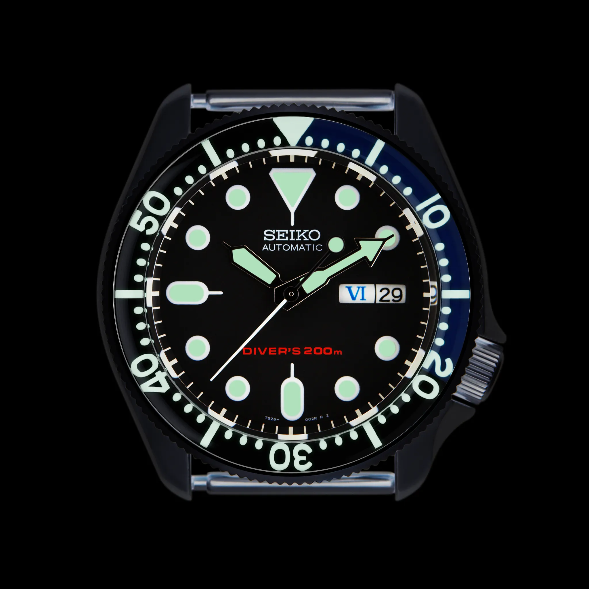 SKX007/SRPD Lumed Glass Bezel Insert: Seiko Style Batman