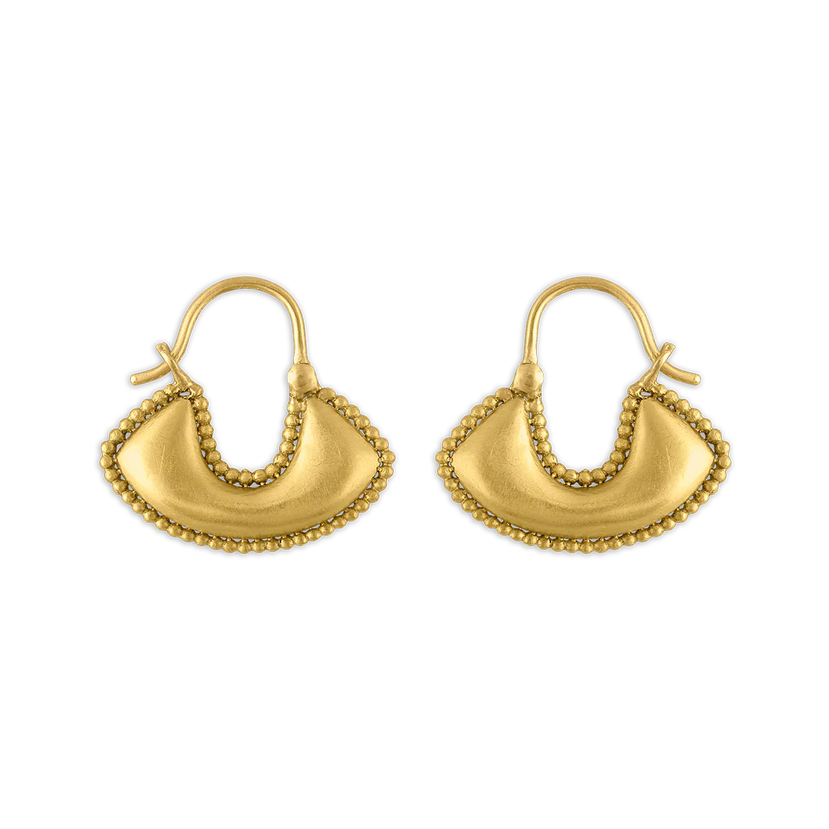 Small Granulated Boat-Shaped Hoop Earrings