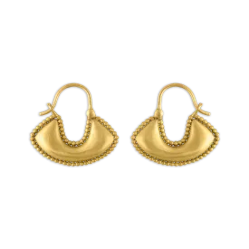 Small Granulated Boat-Shaped Hoop Earrings