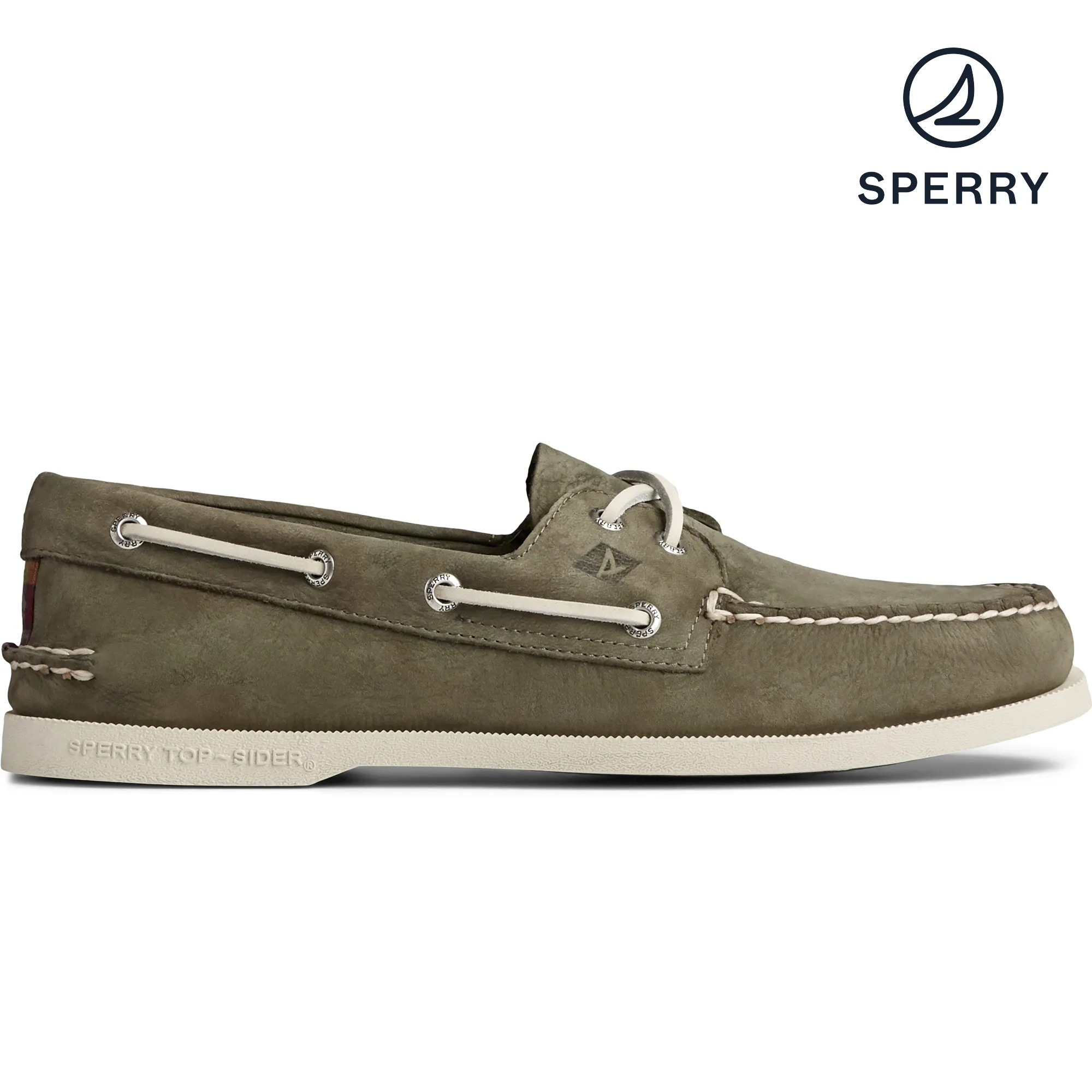 Sperry Men's Top-Sider Authentic Original 2-Eye Surf Boat Shoe- Olive Nubuck (STS22797)