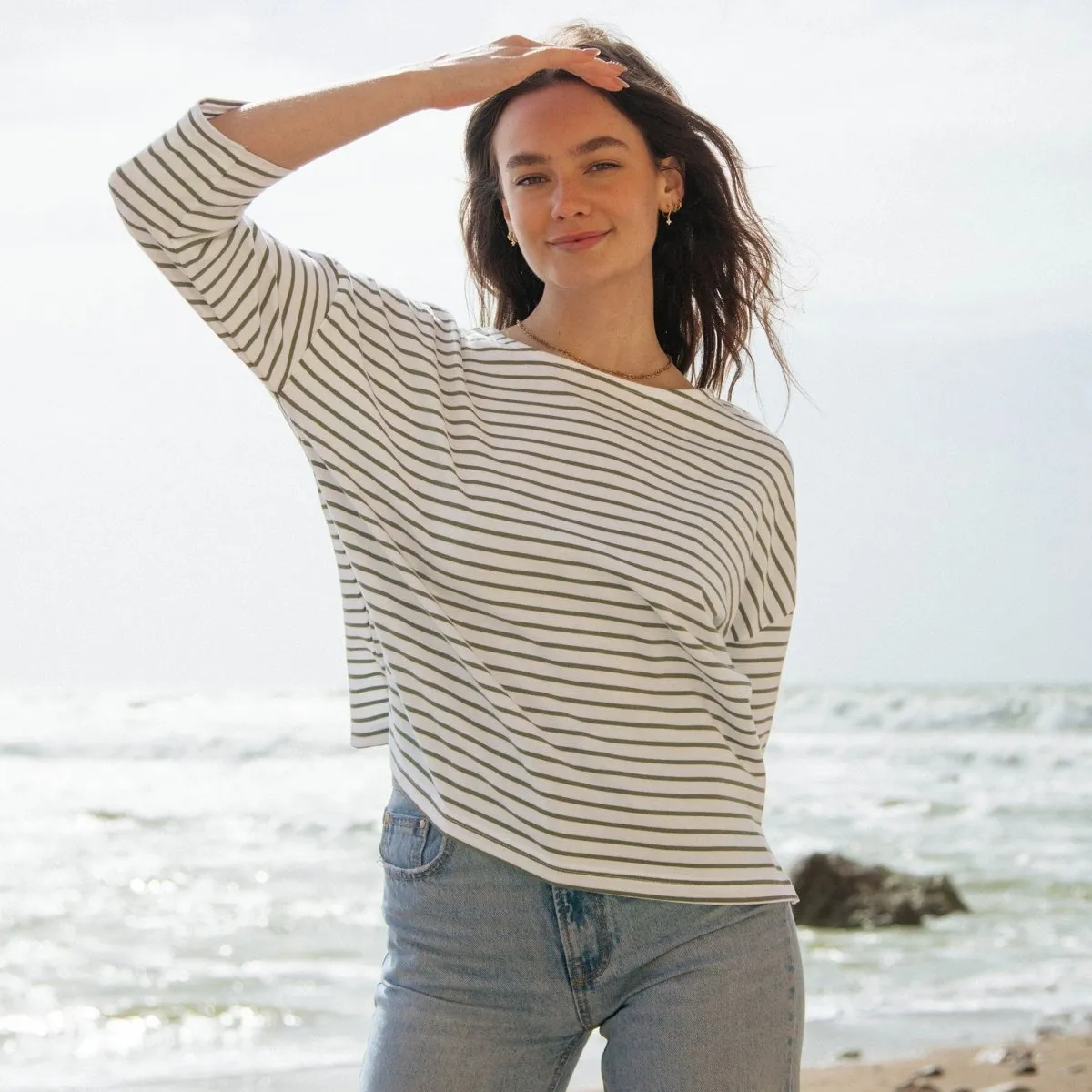 Striped Boat Neck Top