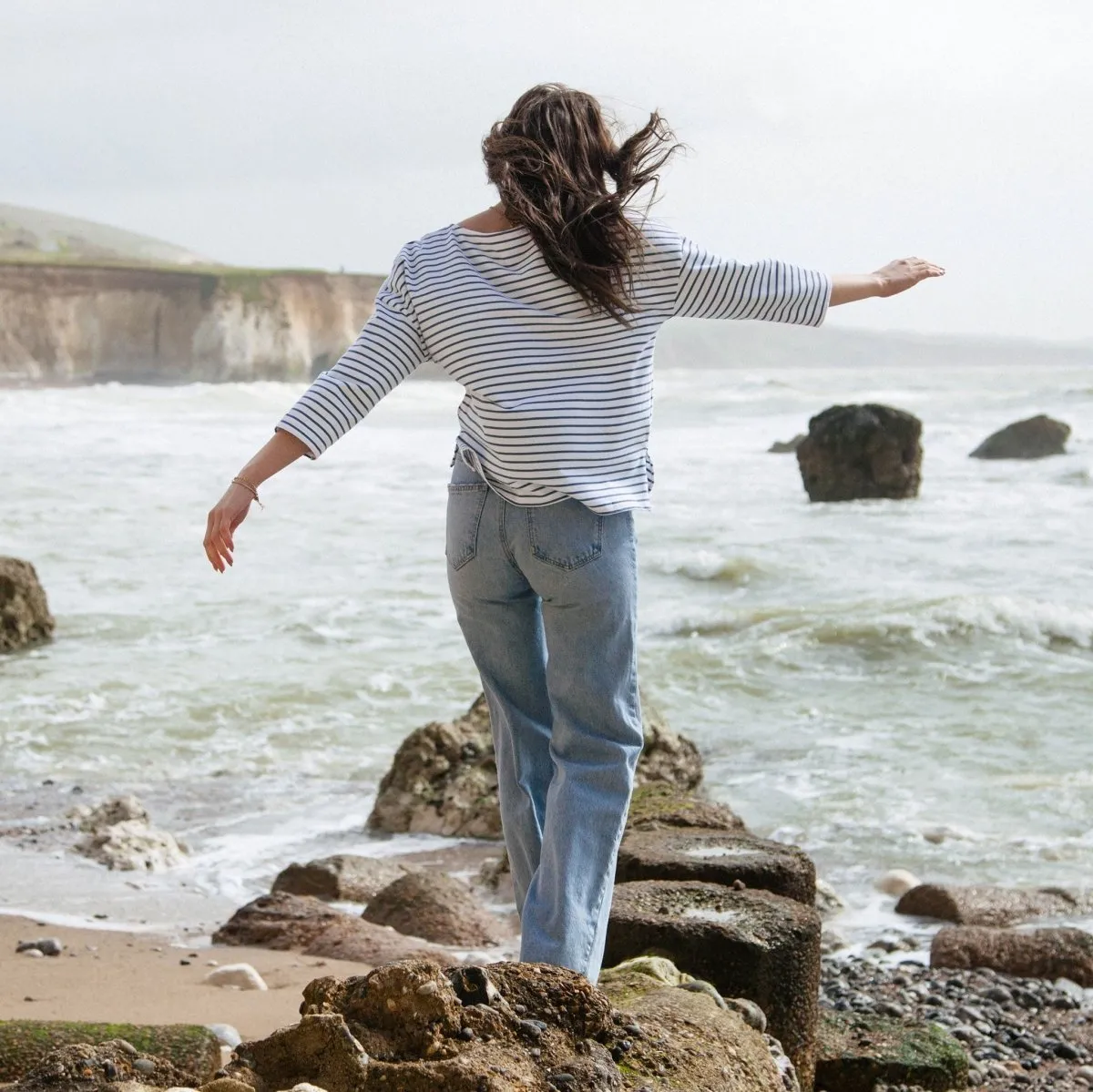 Striped Boat Neck Top