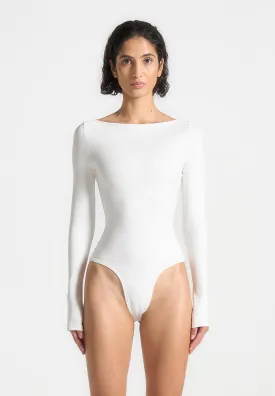 Éternelle Boat Neck Bodysuit - White