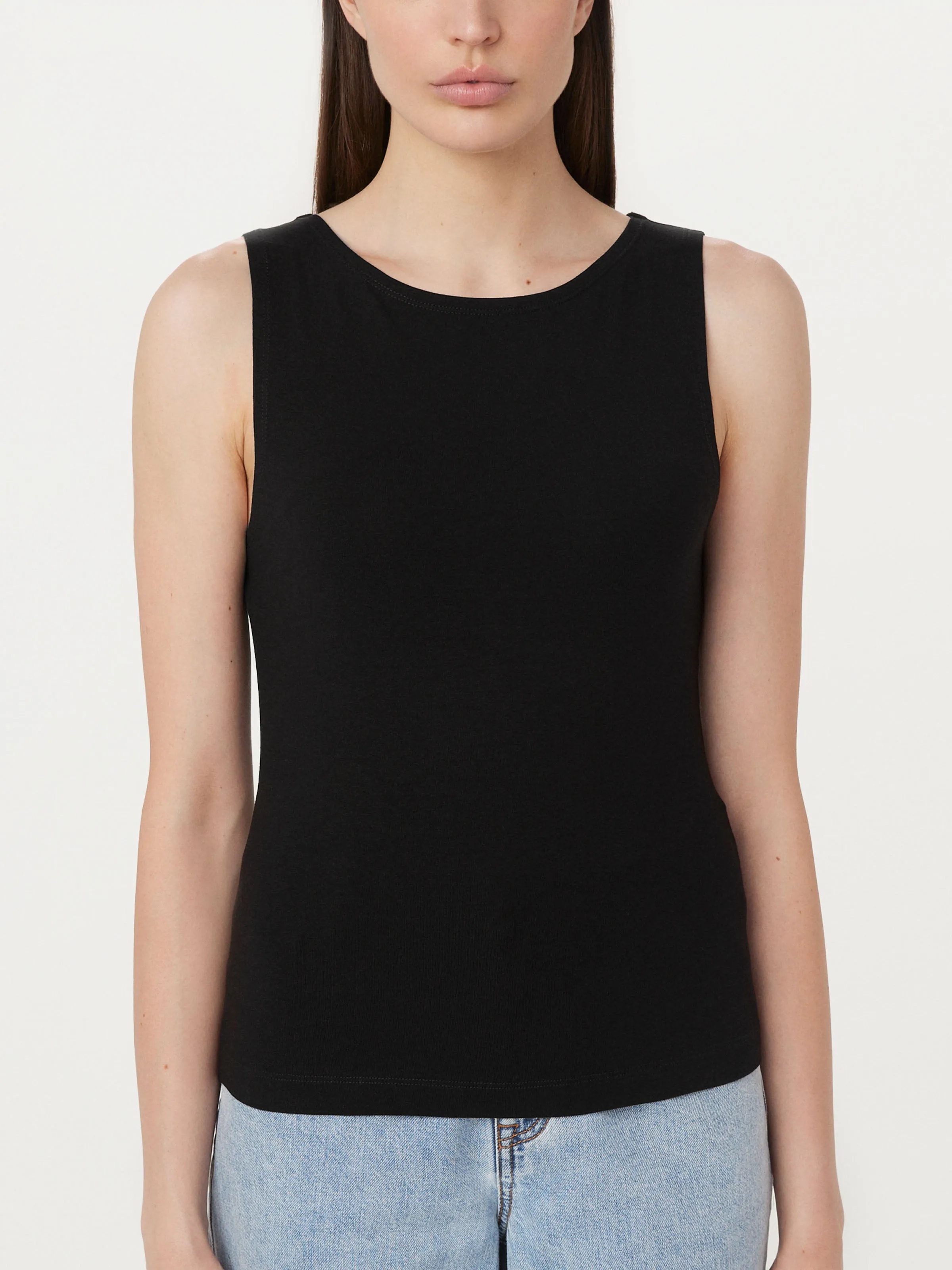 The Boat Neck Tank Top in Black