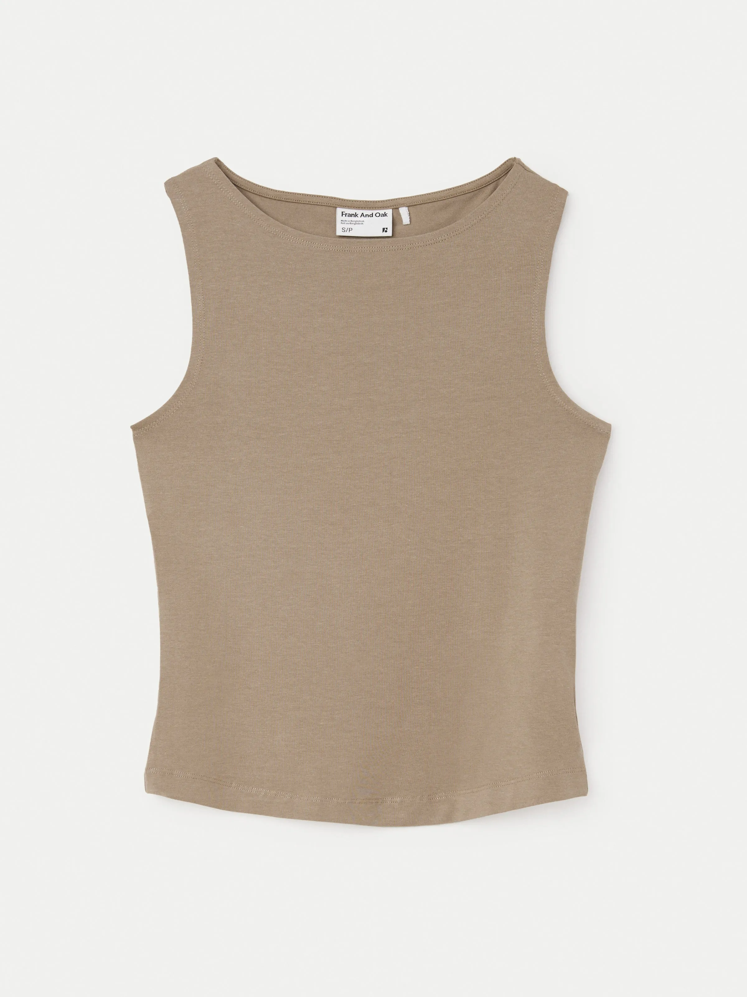 The Boat Neck Tank Top in Taupe