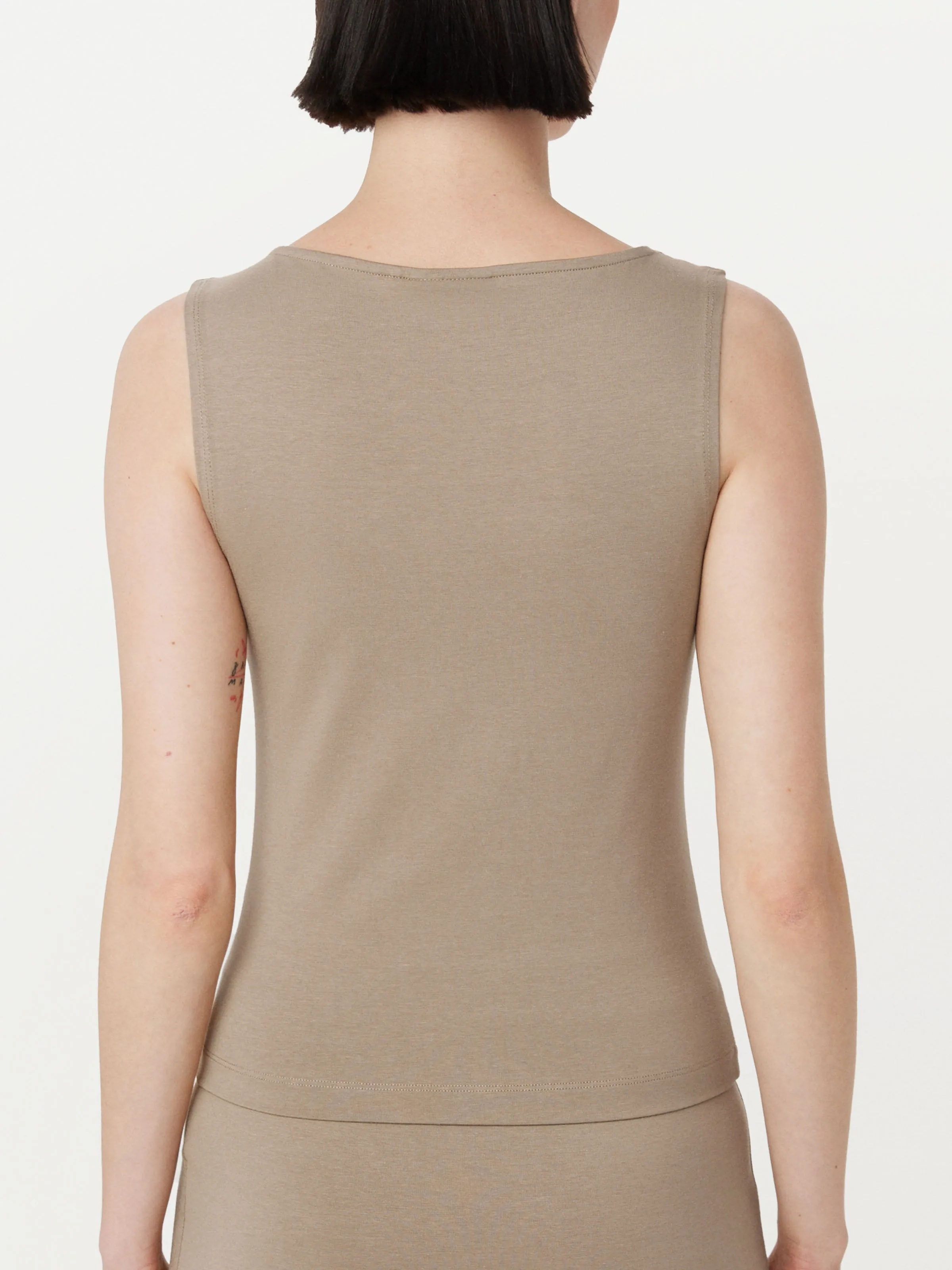 The Boat Neck Tank Top in Taupe