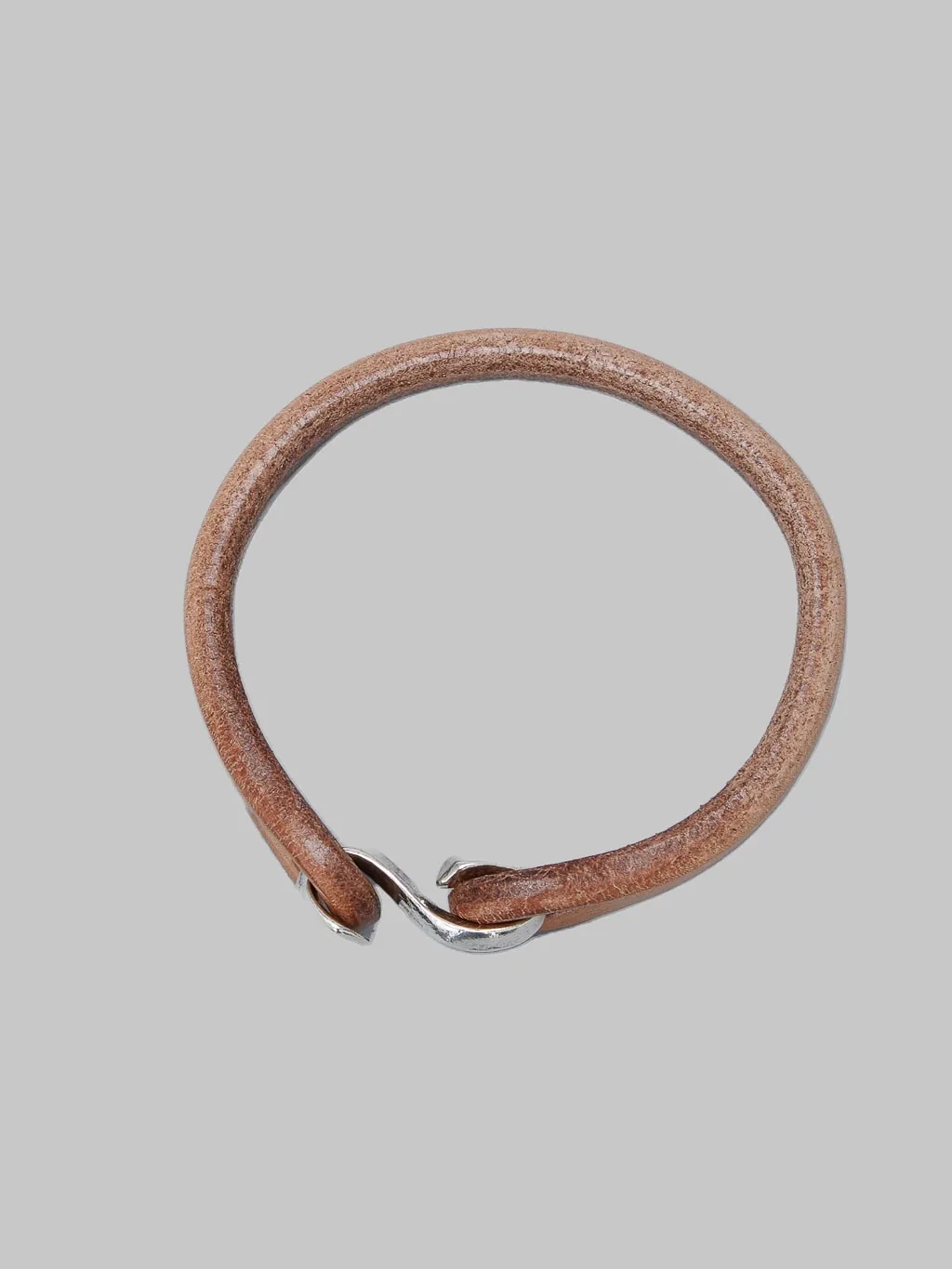 The Flat Head Leather & Silver Single Bracelet Tan