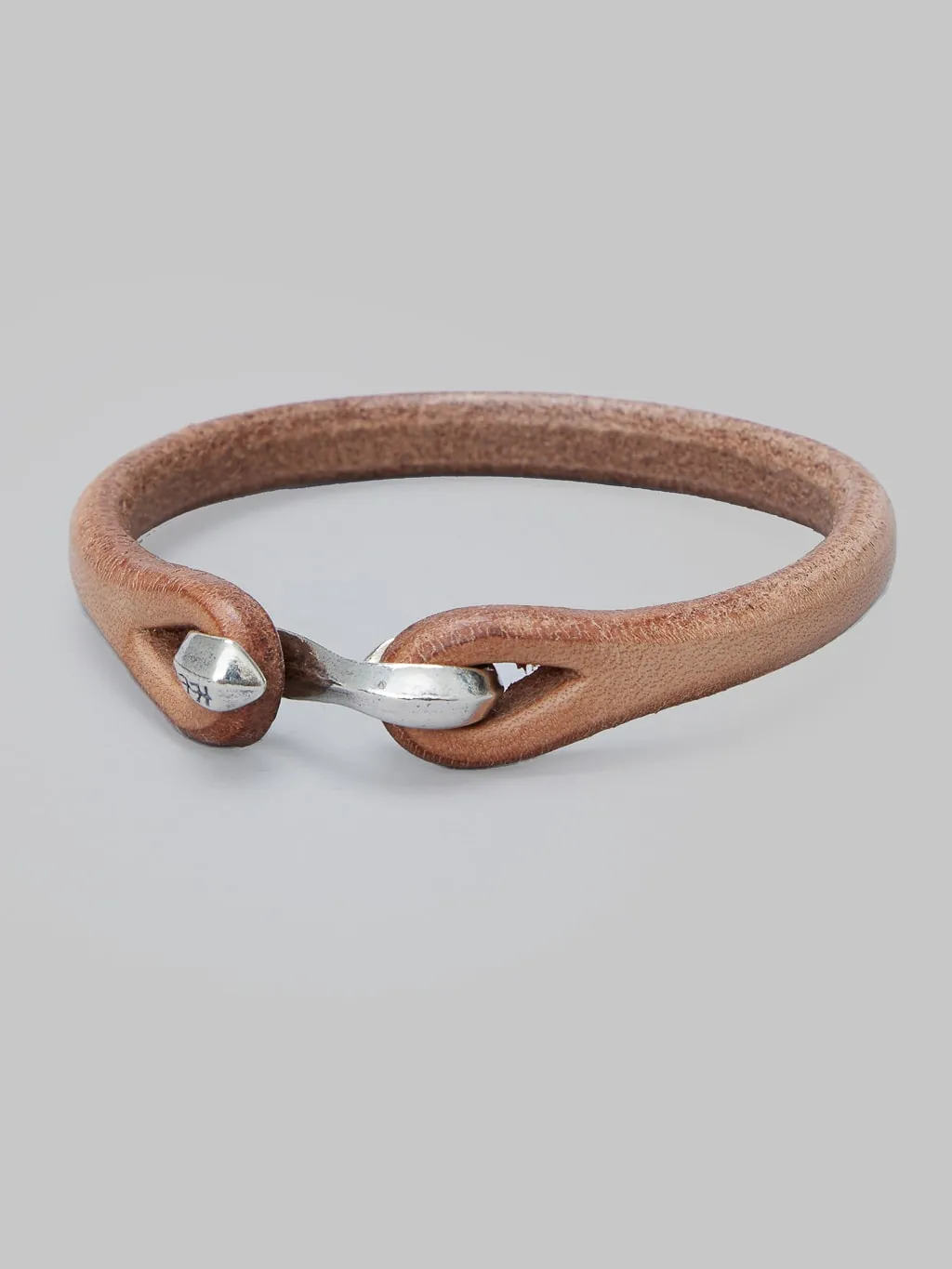 The Flat Head Leather & Silver Single Bracelet Tan