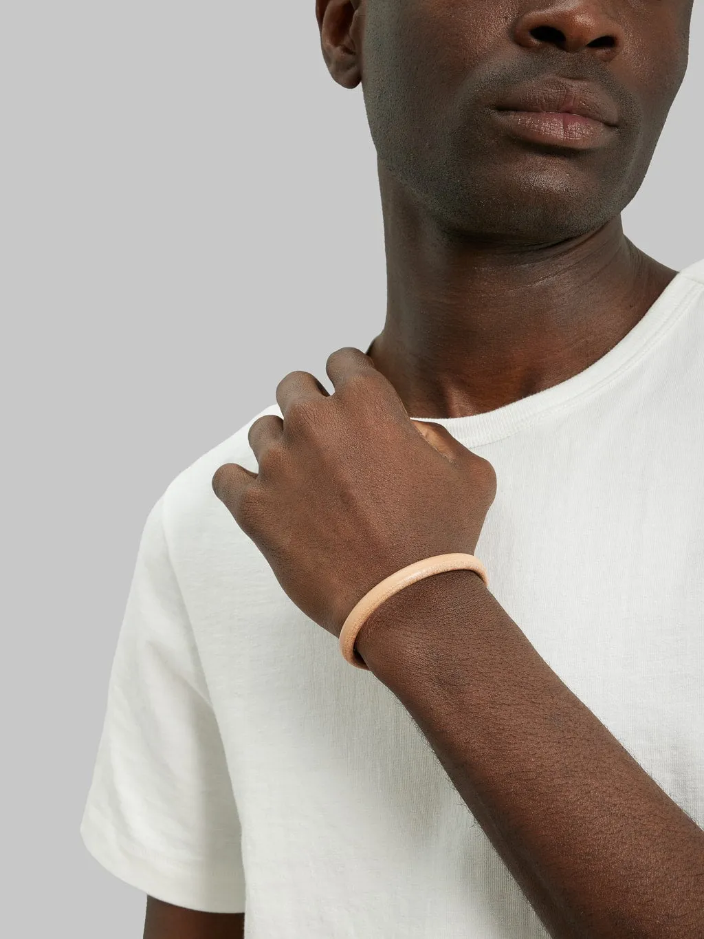 The Flat Head Leather & Silver Single Bracelet Tan