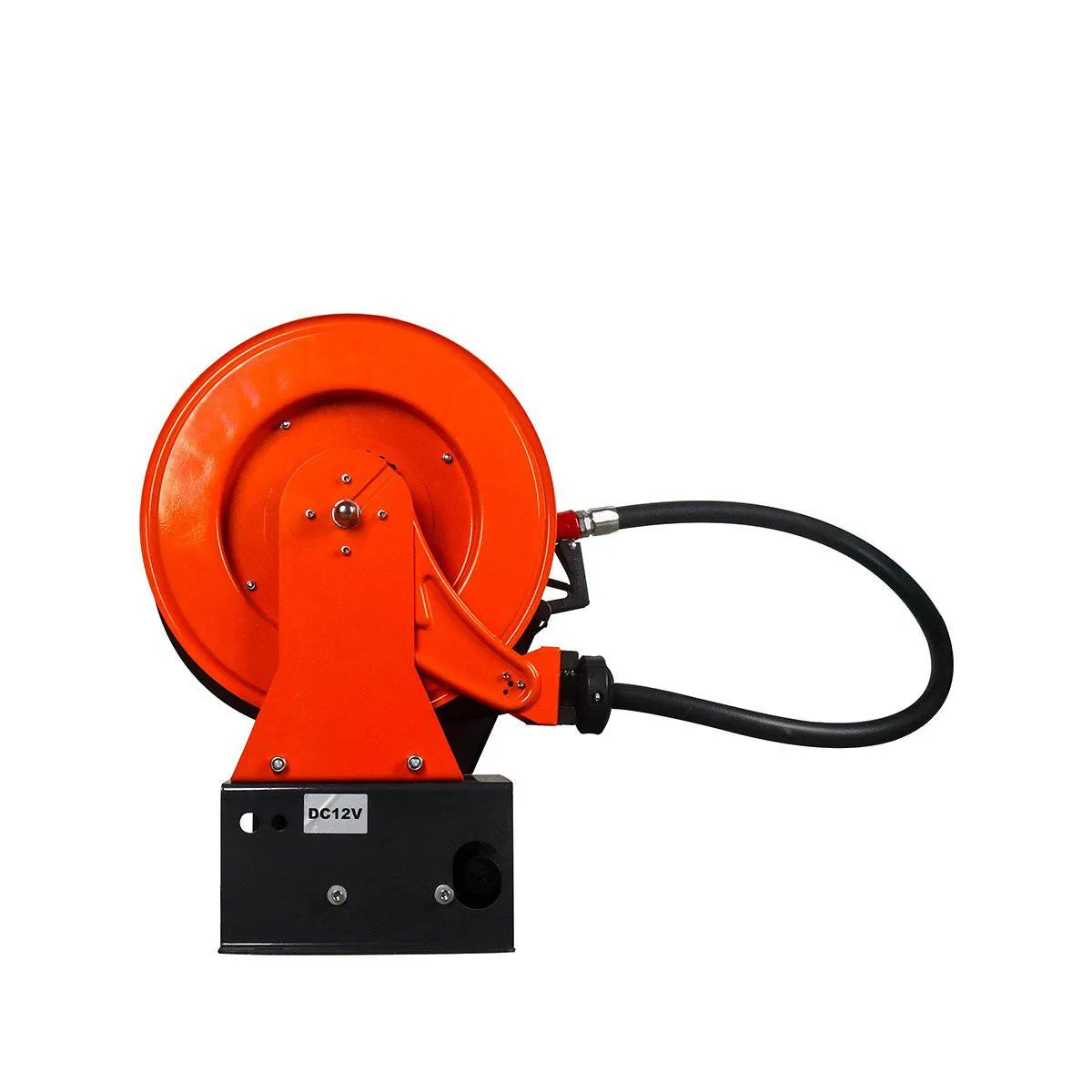 TMG Industrial Portable Diesel Transfer Pump w/49’ Hose Reel, Auto Shut Off, DC 12-Volt, 15 GPM, TMG-DFP10