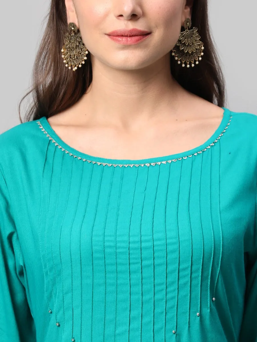 Turquoise Solid Kurta