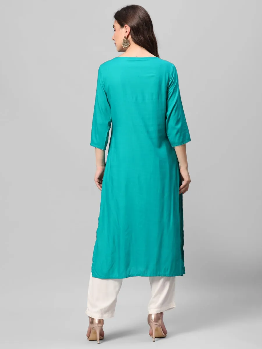 Turquoise Solid Kurta