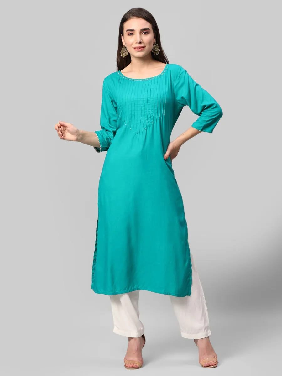 Turquoise Solid Kurta