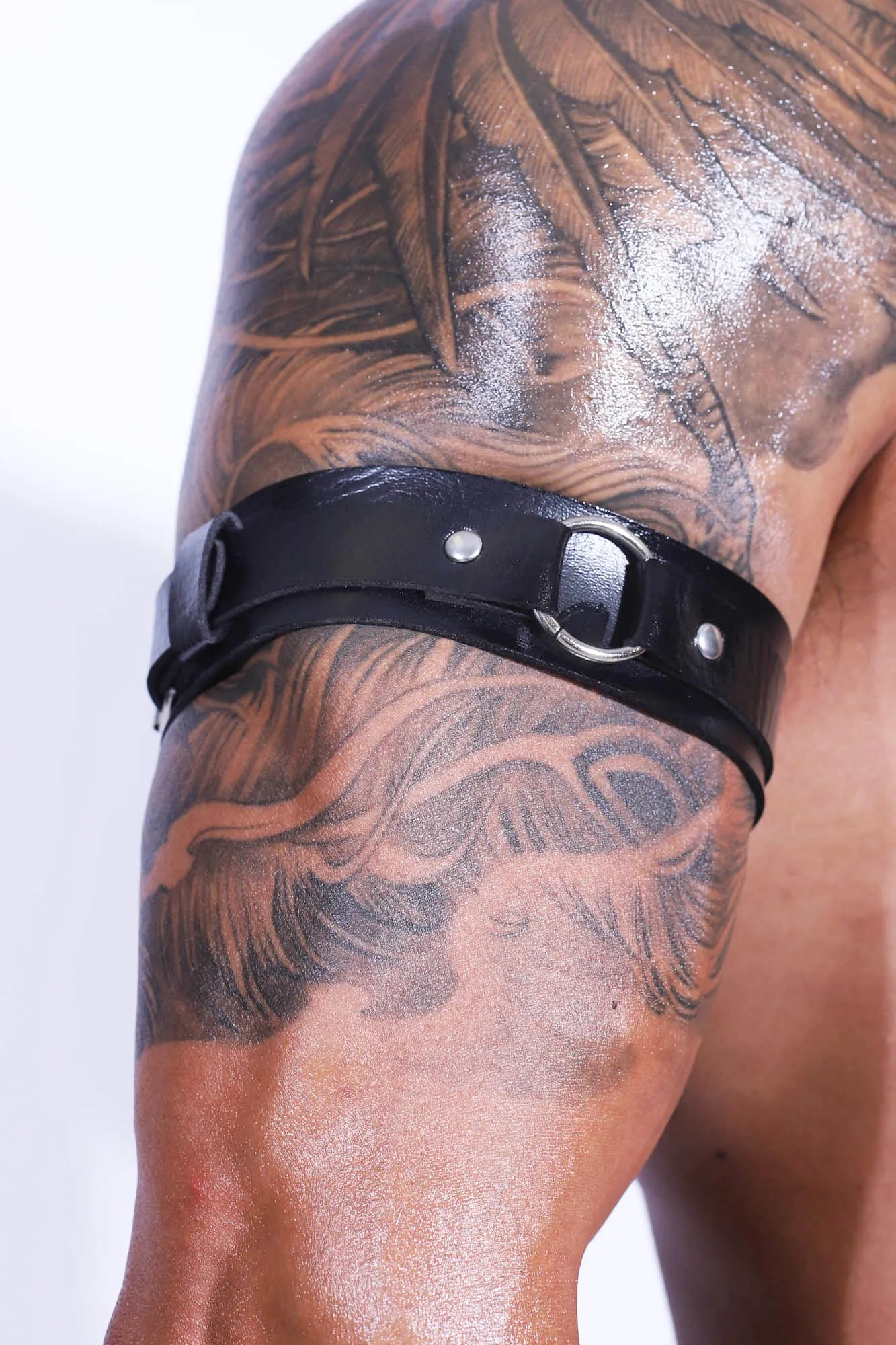 Vegan Leather Arm Band with Buckle - Black