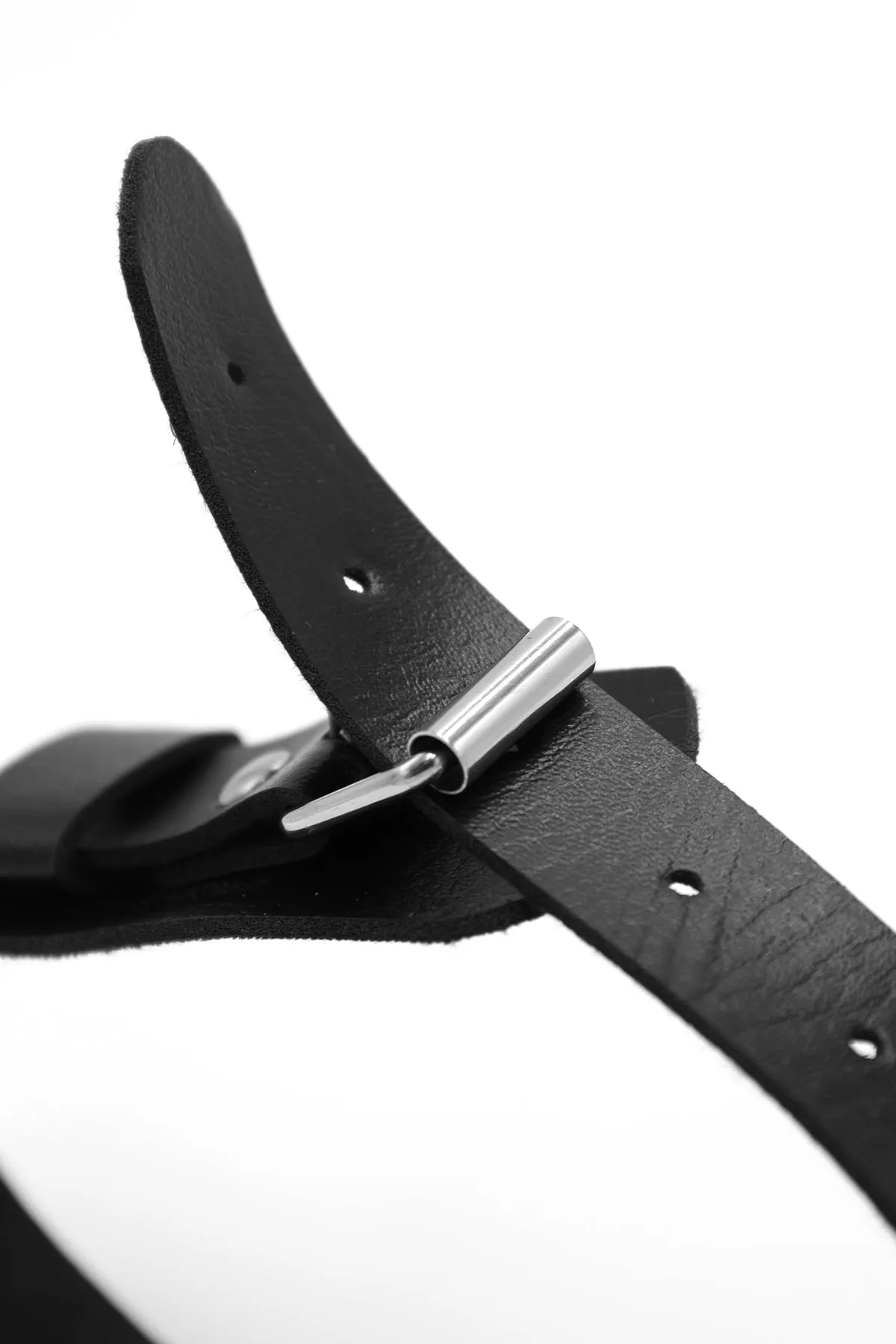 Vegan Leather Arm Band with Buckle - Black